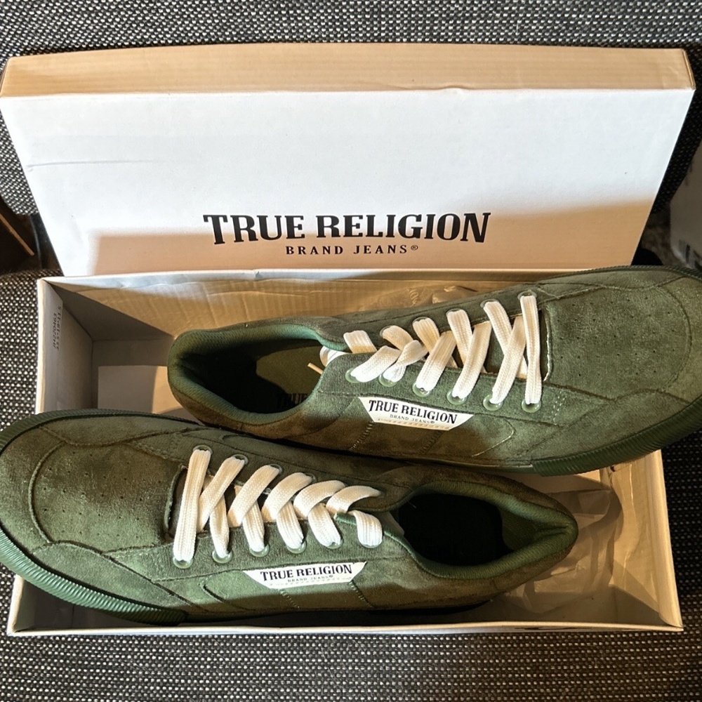 True Religion Brand Jeans Shoes Men's 9.5M Green Ian Casual Sneakers Skater